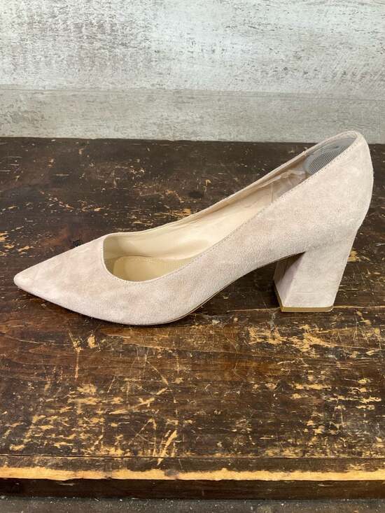 Marc Fisher LTD Shoes - Marc Fisher LTD Zala Suede Pointed Toe Block Heel Pump in Light Natural Size 11M